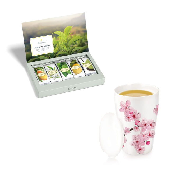Paquete Taza Infusor KATI Hanami + Single Steeps® Té Verde Essentials