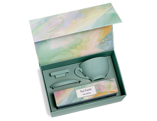 Set de regalo Wellbeing Tea Forté de 3 piezas, caja abierta | Tea Forté México