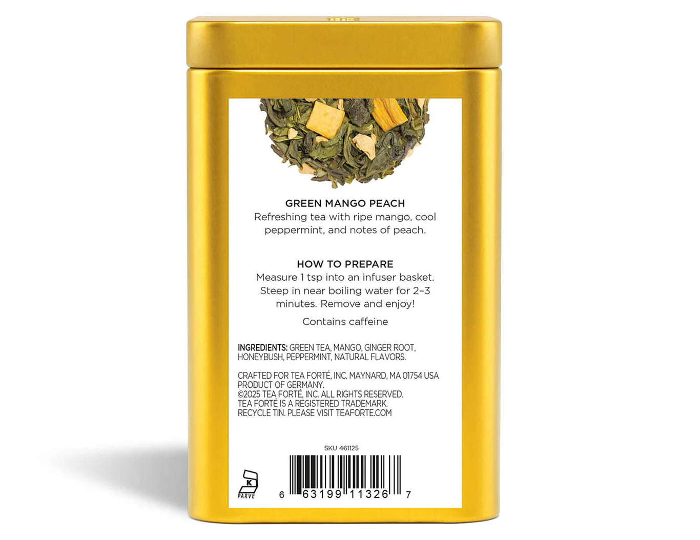 Té Verde Green Mango Peach Hojas Sueltas vista 3 — Tea Forté México