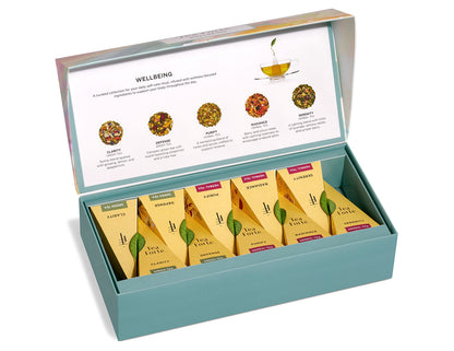 Wellbeing Tea Forté, caja abierta con el menú de degustación | Tea Forté México