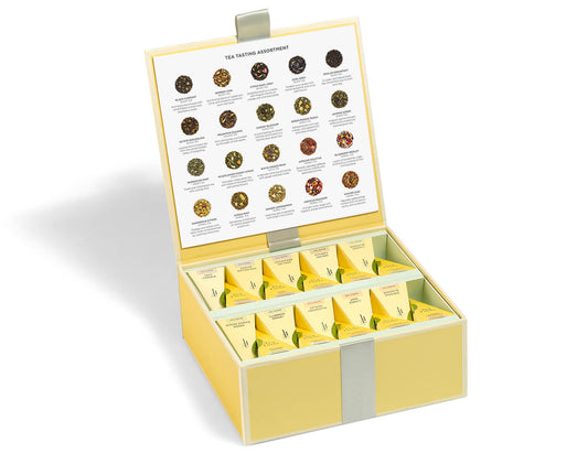 Tea Chest Tea Forté, cofre abierto con el menú de 20 mezclas | Tea Forté México