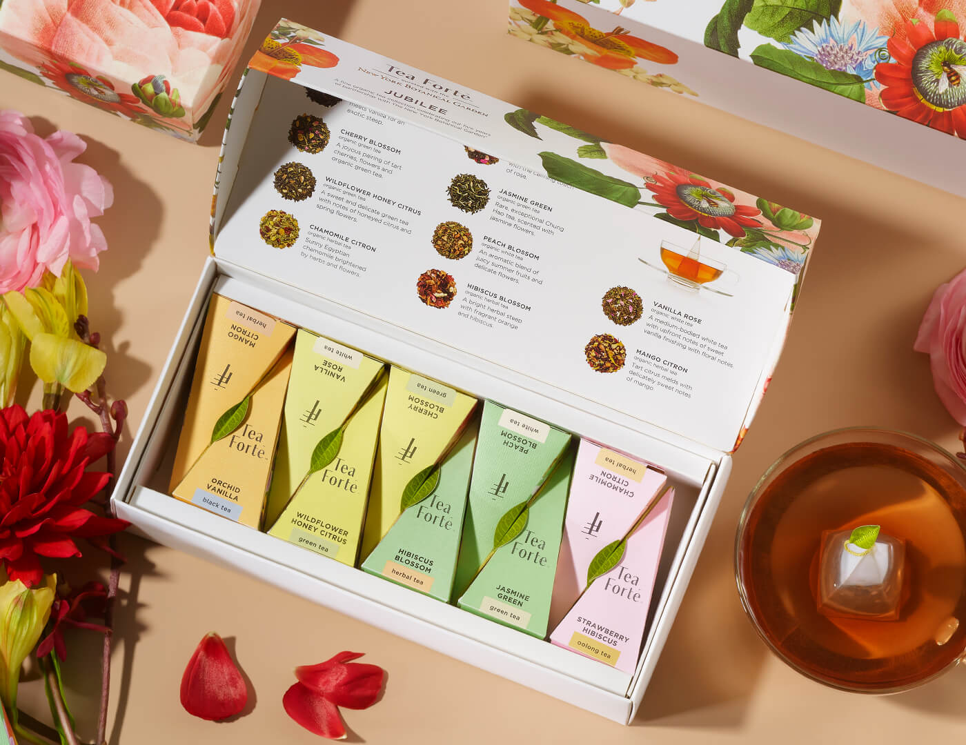 Colección Jubilee de Tea Forté, ilustración botánica del New York Botanical Garden | Tea Forté México