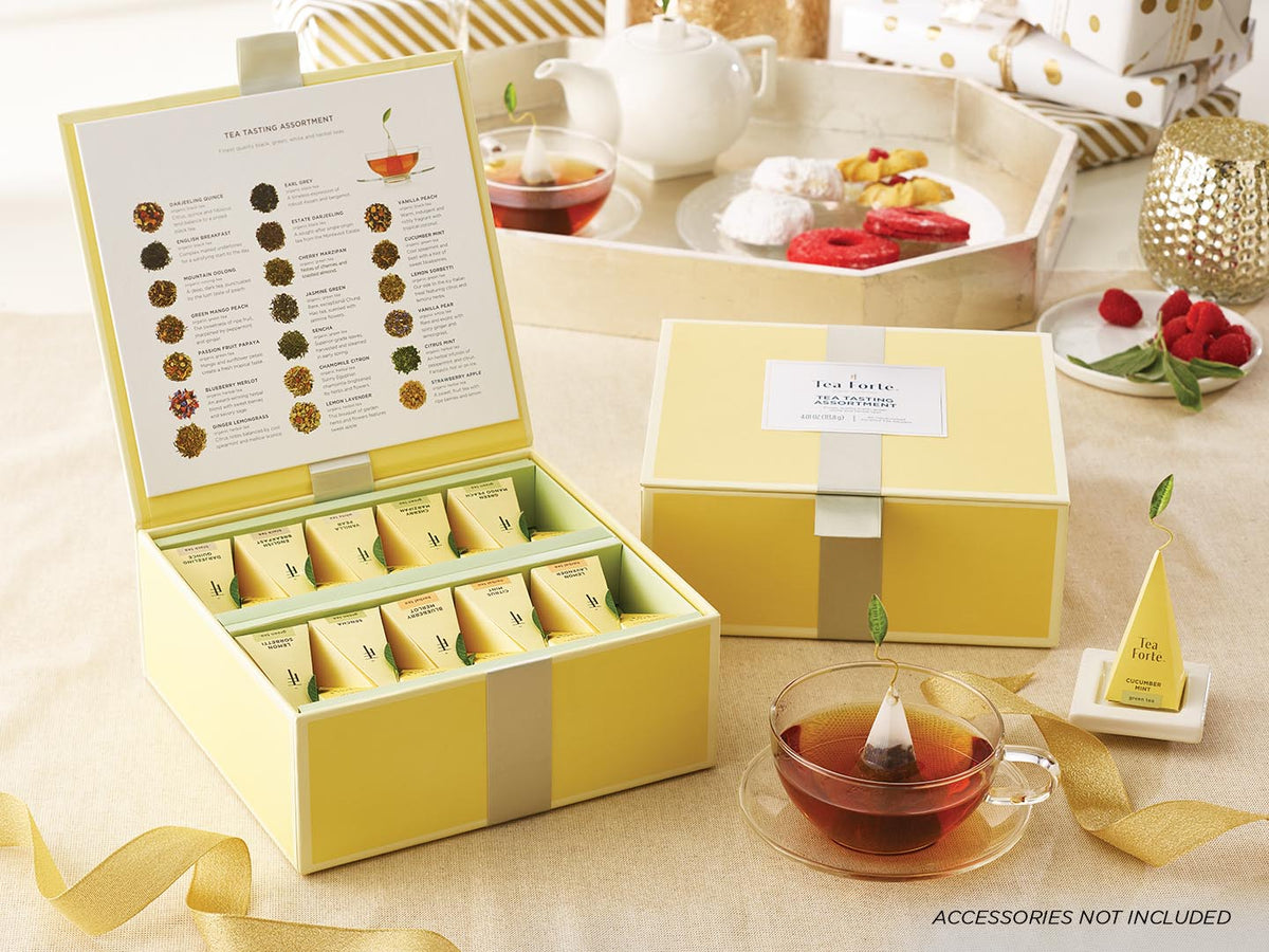 Detalle de las pirámides del Tea Chest de Tea Forté | Tea Forté México
