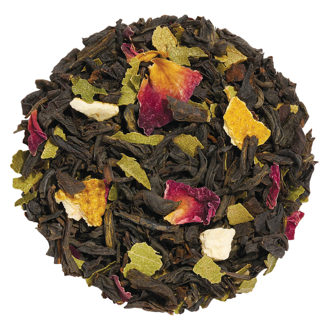 Hojas sueltas de Black Lychee con lichi, naranja y rosa | Tea Forté México